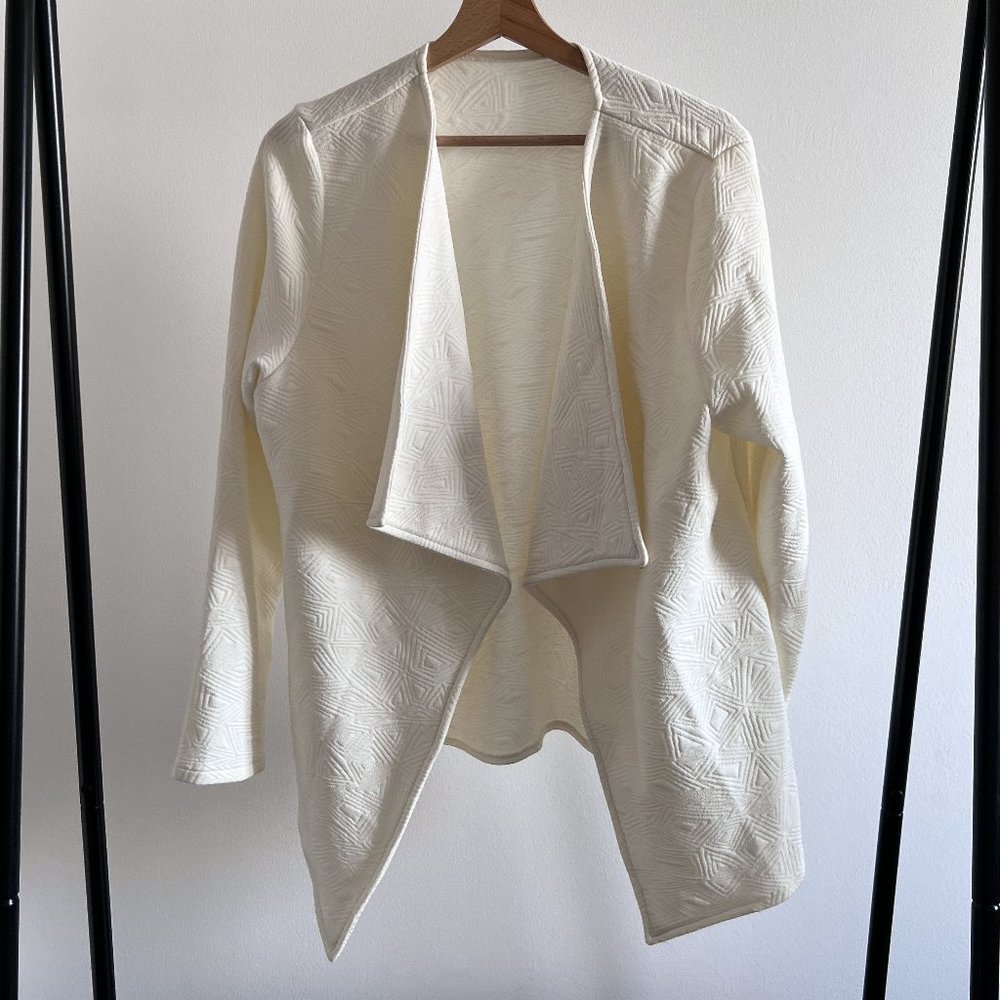 White Diamond Quilted Jacket with Oversized Shawl Collar